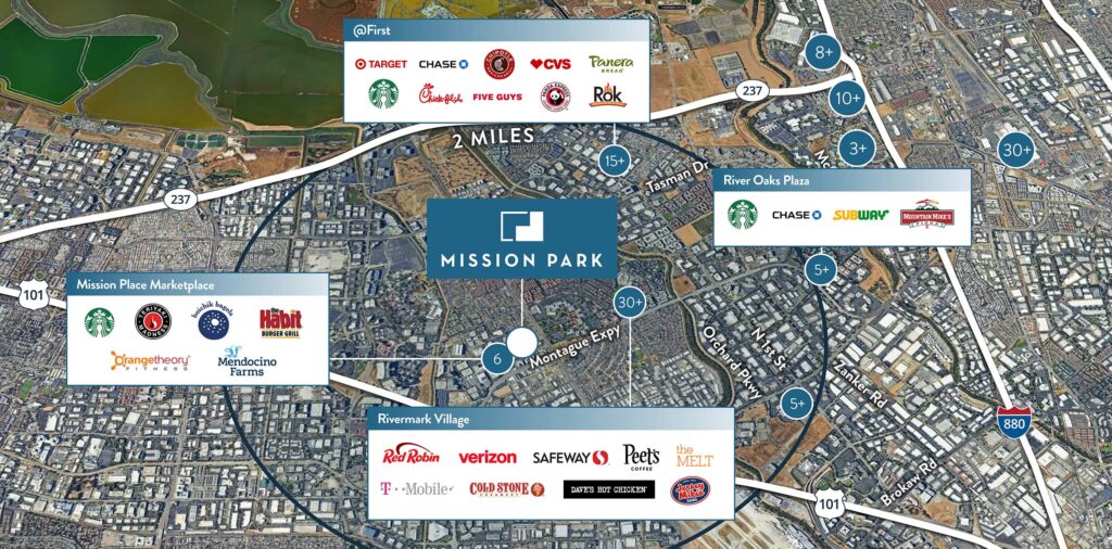 Amenities map showing nearby shops and restaurants